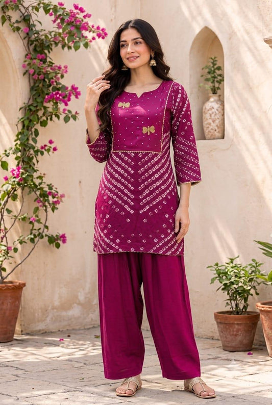 Muslin silk with lining paired with farshi salwar two piece cordset (C734)