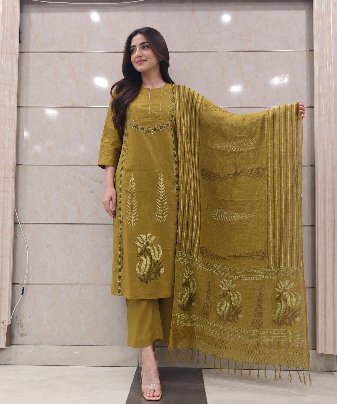 Pure cotton with kota dupatta three piece set (B873)