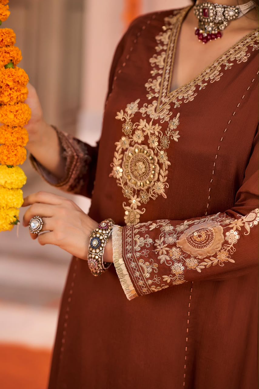Pure chinnon with lining A line pattern three piece set (C798)