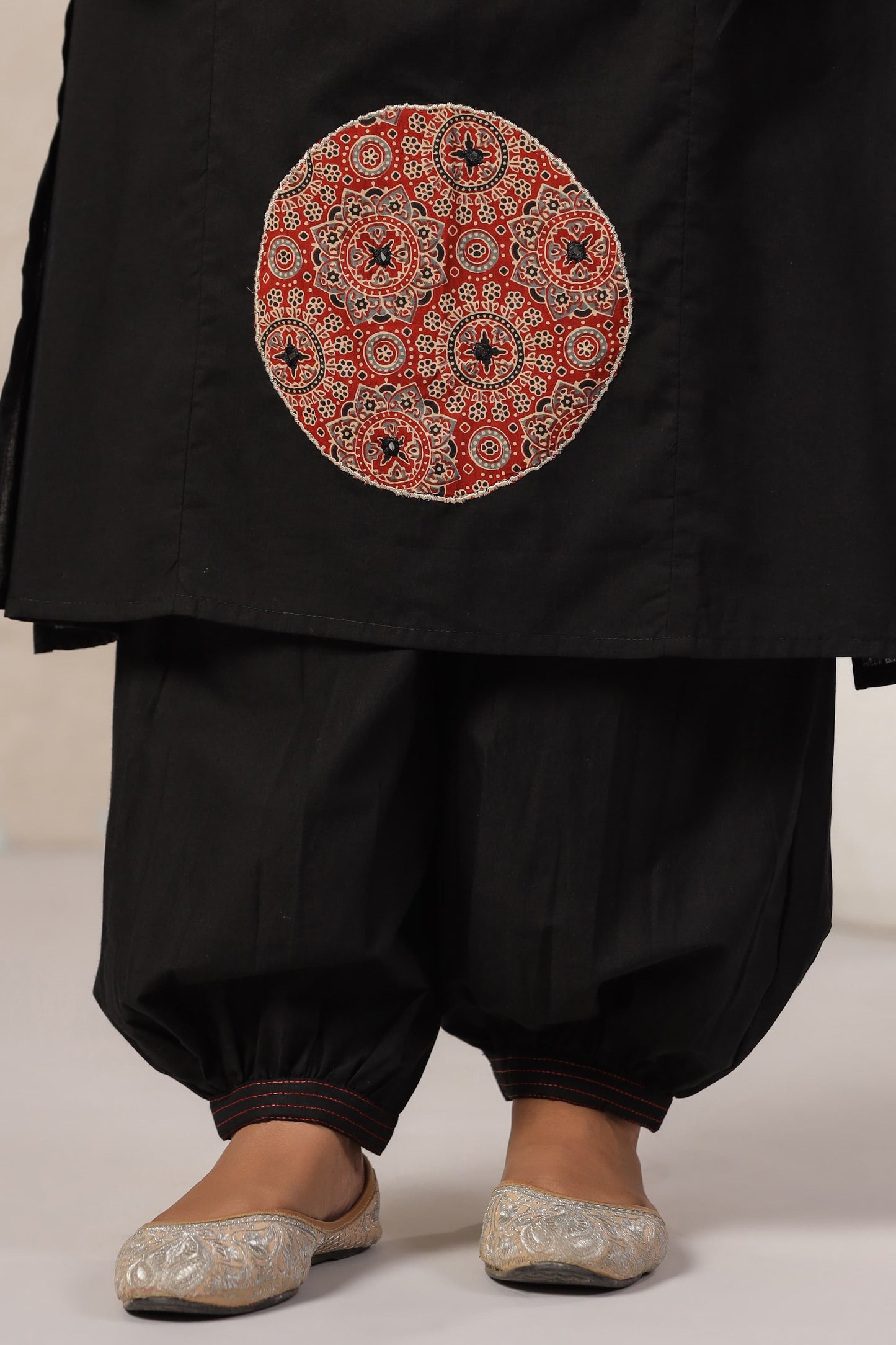 Black with applique work three piece set (A224)