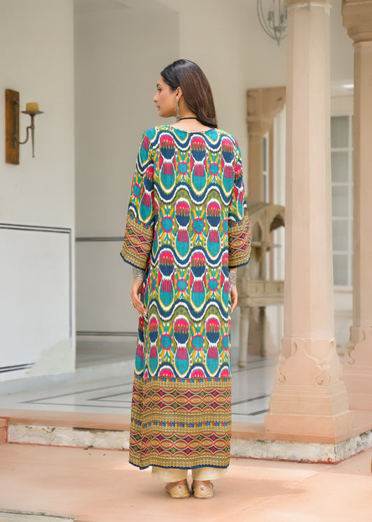 Crape with lining smart pakistani pattern two piece cordset (S295)