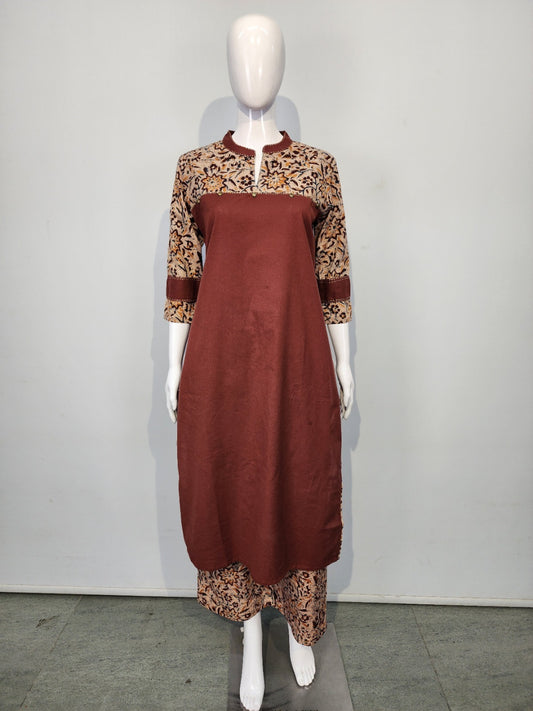 Rust brown natural kalamkari two piece cordset (P1762)