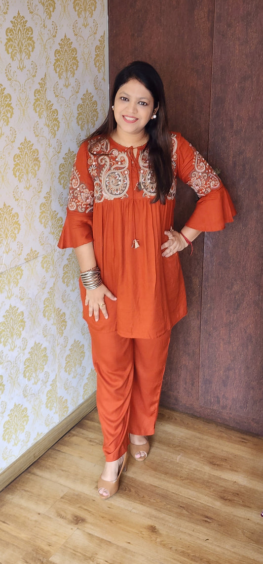 Orange boho style cordset (P1052)