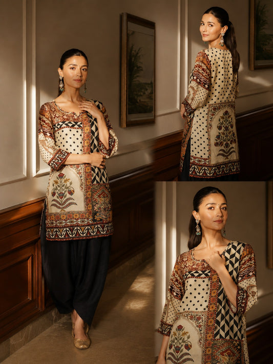 crape smart two piece cordset with farshi salwar (S319)