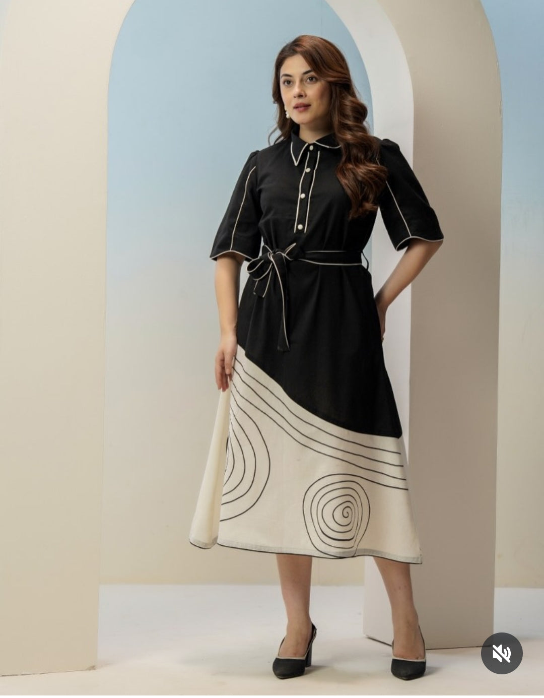 Very smart cotton linen one piece dress (A1660)