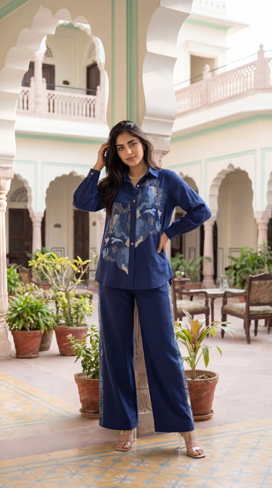 Pure cotton fully embroidered smart two piece cordset (B894)