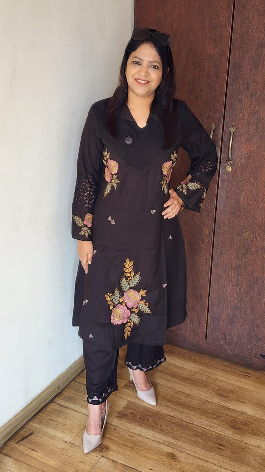 Cotton modal pakistani two piece cordset fully embroidered (A1945)