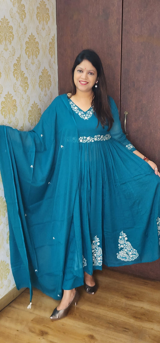 Rama blue pure mul cotton three piece set (P782)