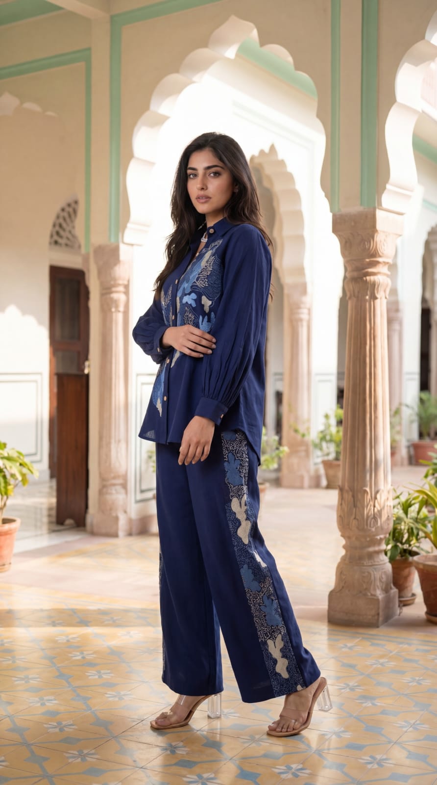 Pure cotton fully embroidered smart two piece cordset (B894)