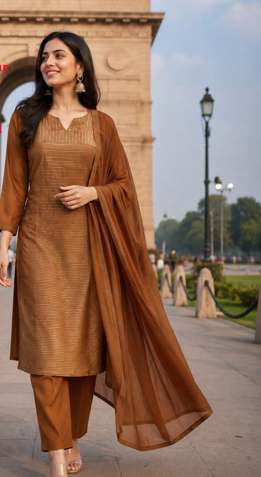 Mul chanderi with mul lining three piece set (C622)