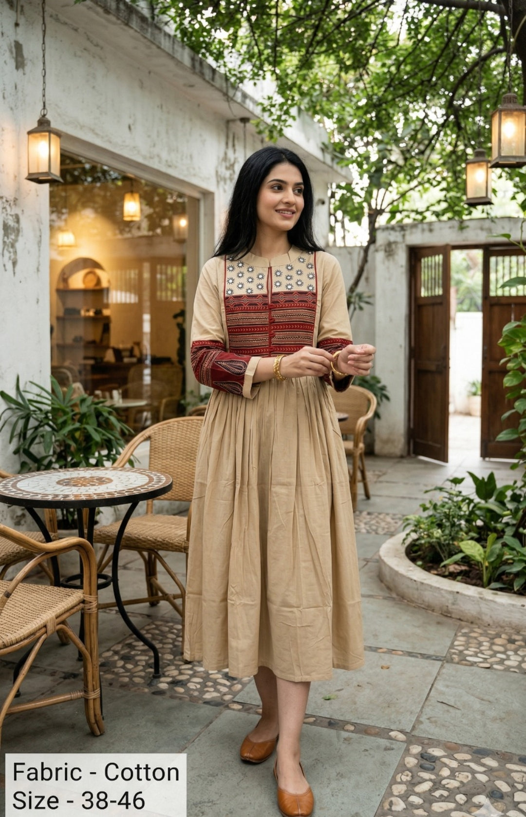 Pure cotton flared one piece dress  (B457)