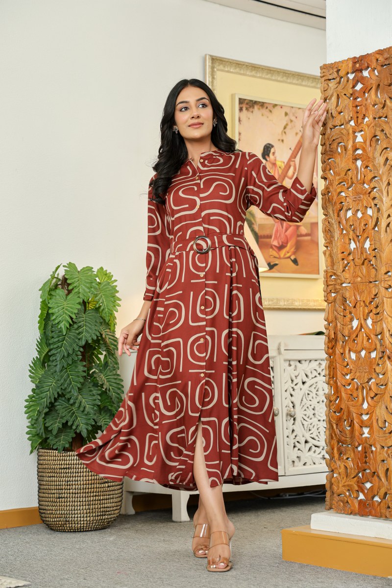 Cotton modal stylish one piece dress (P2336)