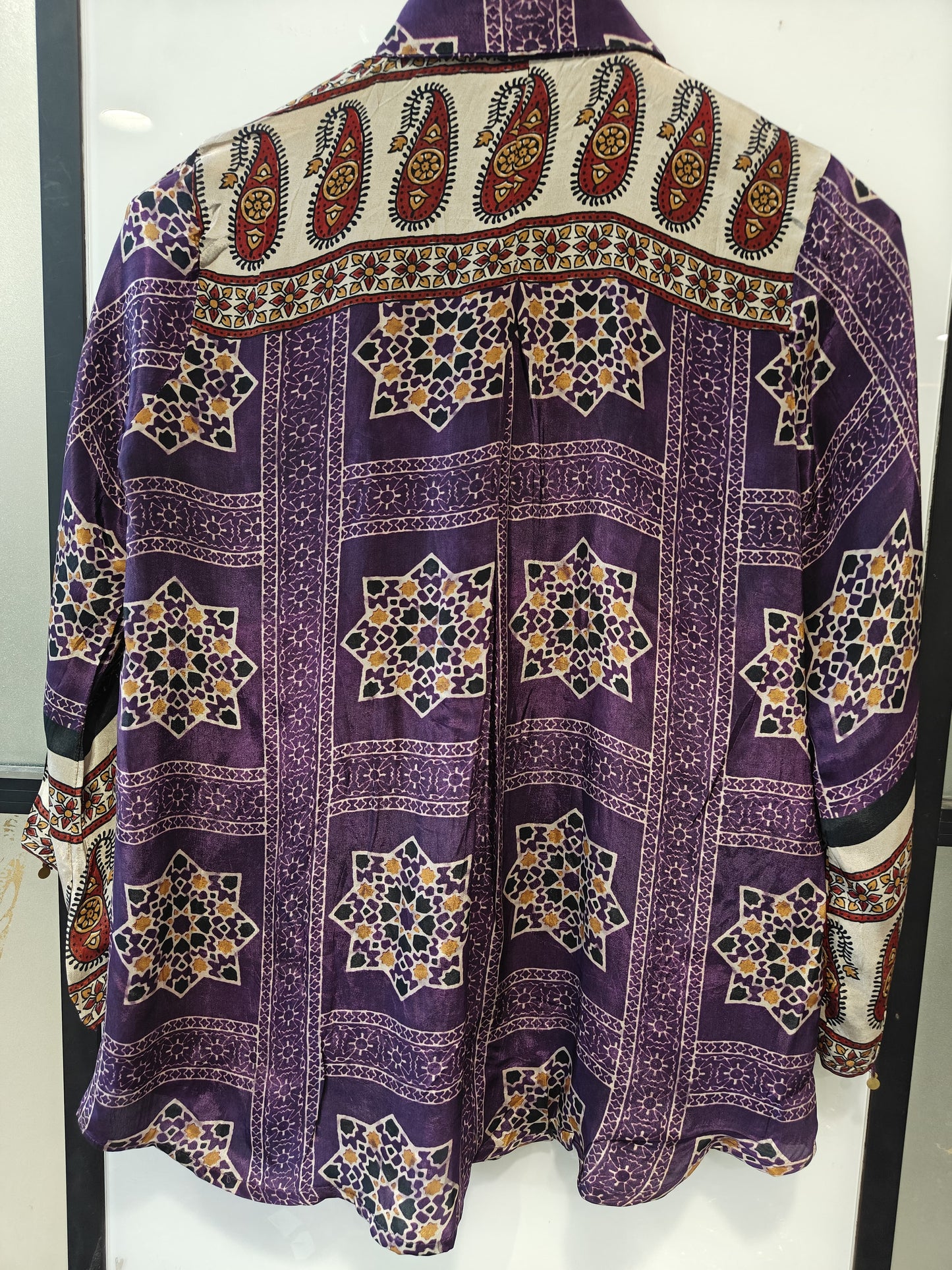 Purple pure crape bandani print only shirt (B828)