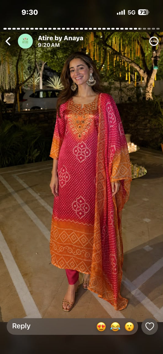 Pure gaji silk with mul lining three piece set (S321)