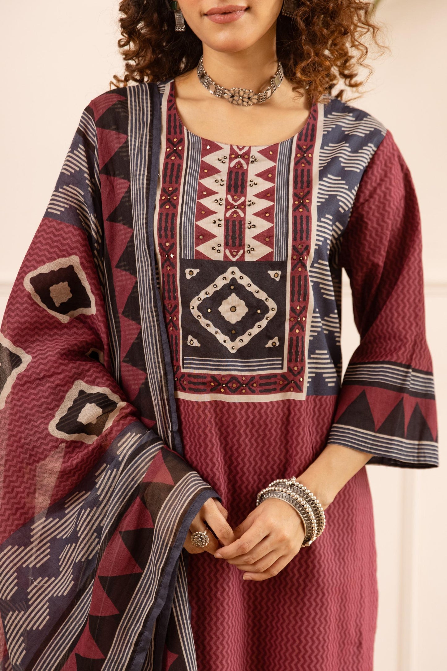 Pure cotton ajrakh print must buy a three piece set (B430)