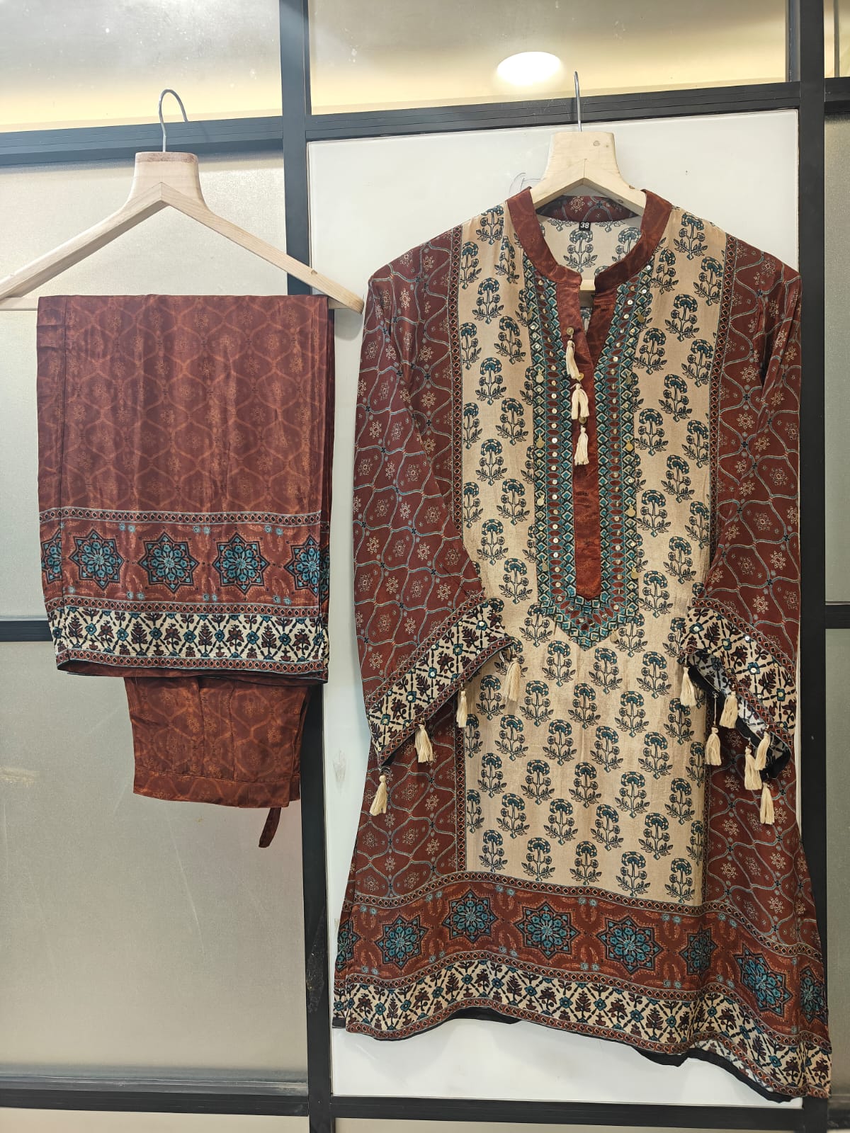 Pure crape Ajrakh two piece cordset (B485)