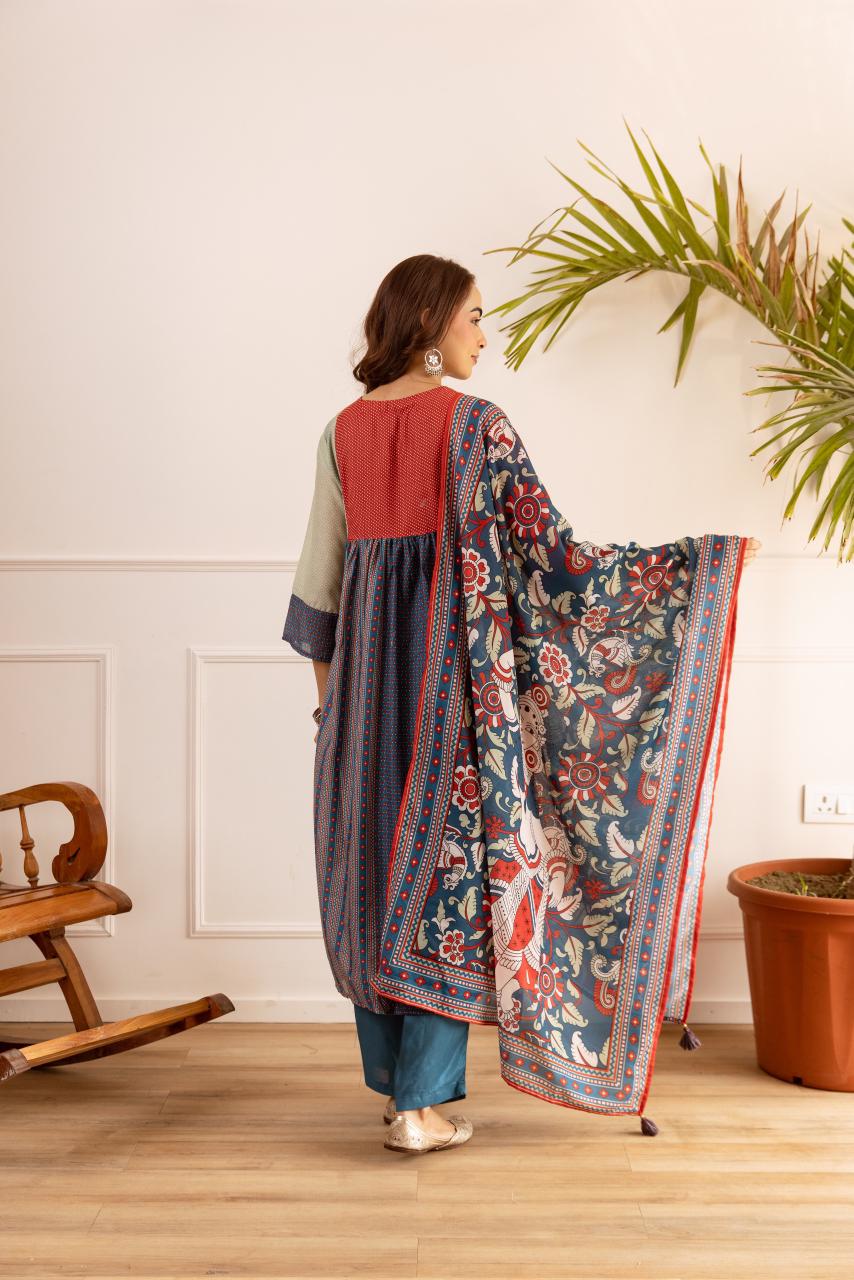 Pure mul silk with lining designer three piece set (B348)
