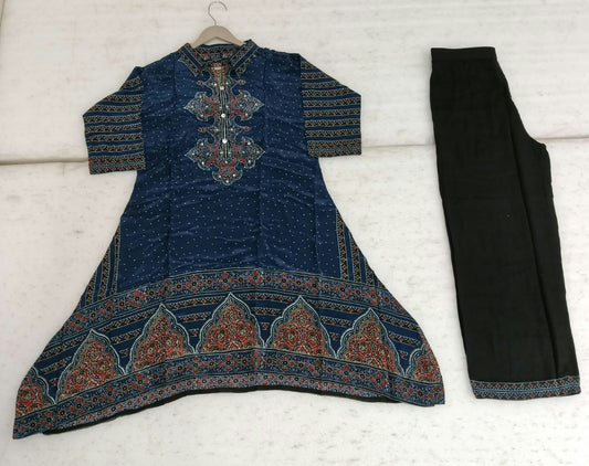 Pure crape Ajrakh print smart two piece cordset (C558)