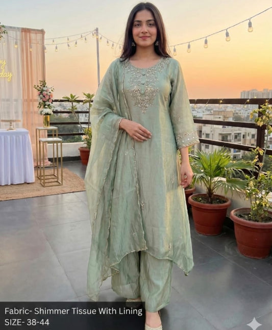 Light pista green pure shimmer tissue three piece set (B141)