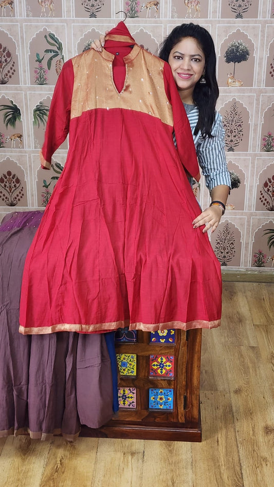 Banarsi mul chanderi with lining three piece set (C728)
