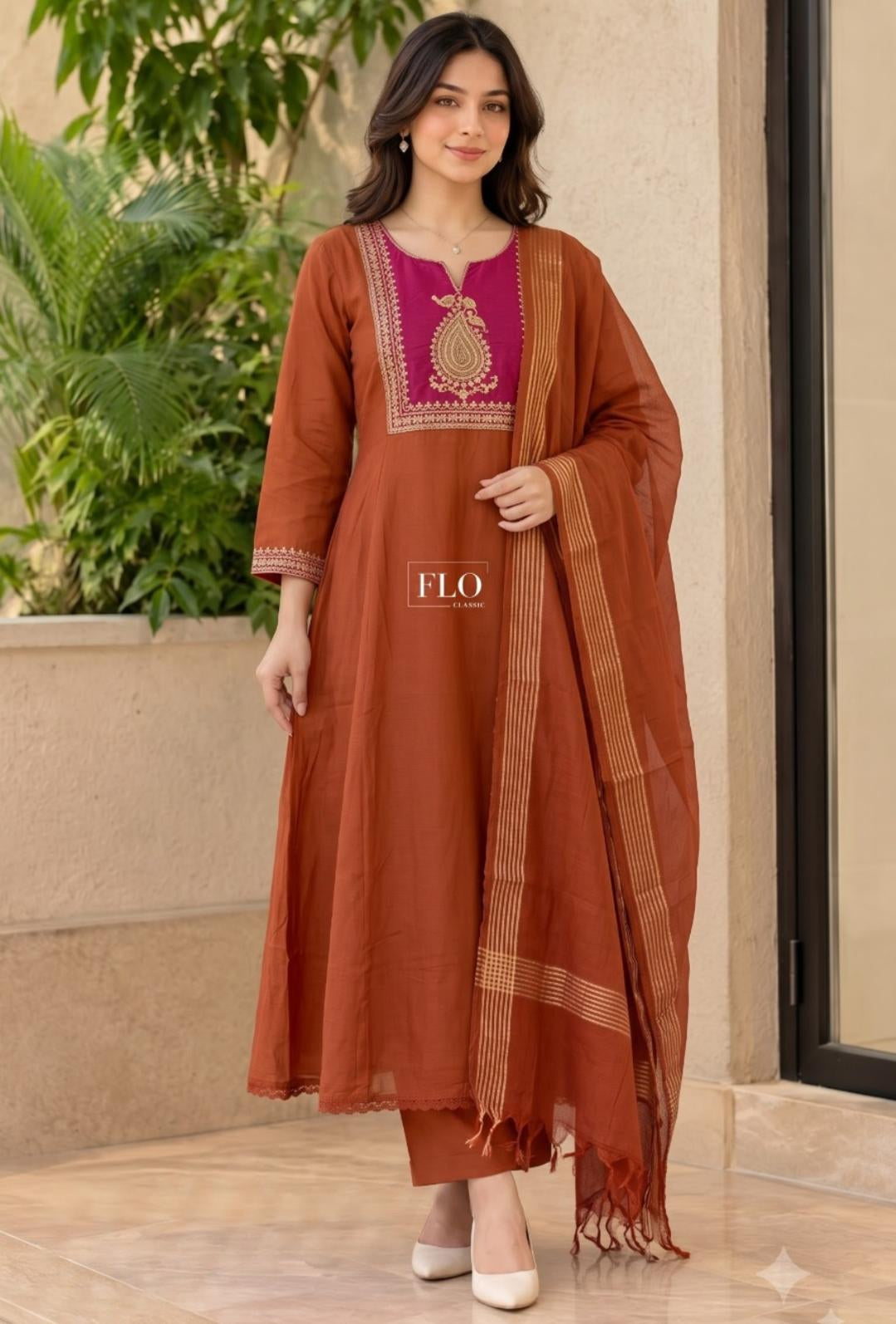 Pure mul chanderi three piece set (C555)