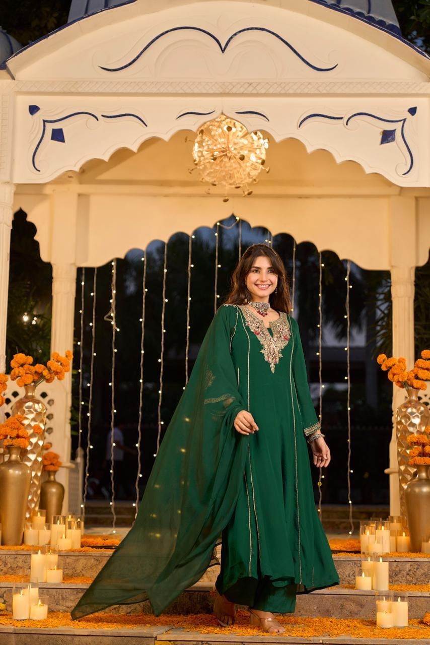 Pure chinnon A line pattern with lining designer three piece set (S439)