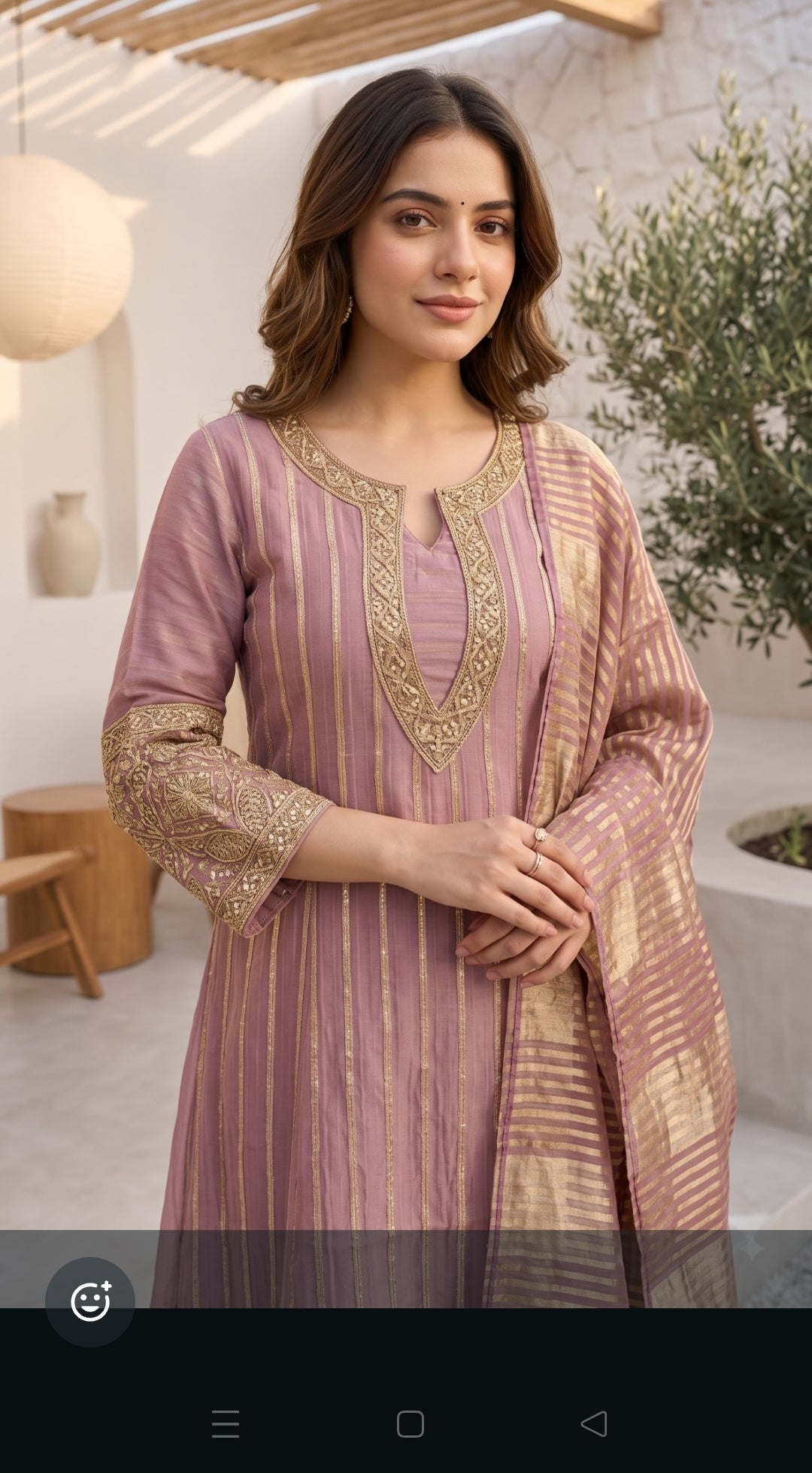 Salsa tissue fabric with adda work three piece set (C435)
