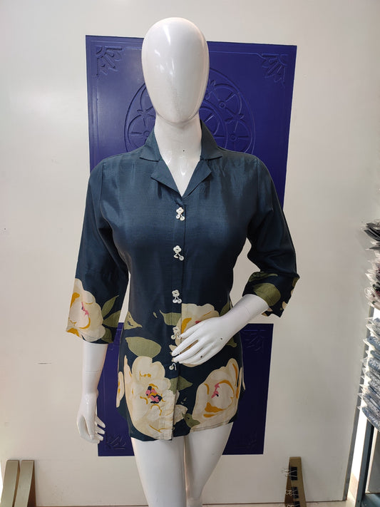 Pure muslin digital print only top (P1605)