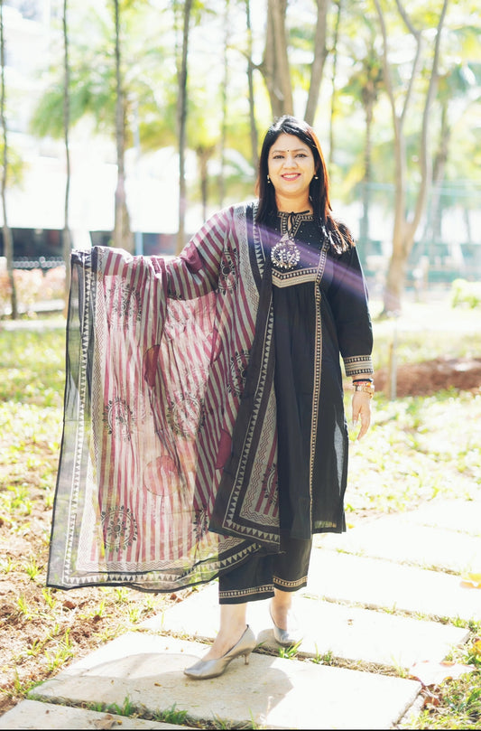 Black pure cotton three piece set (A1631)