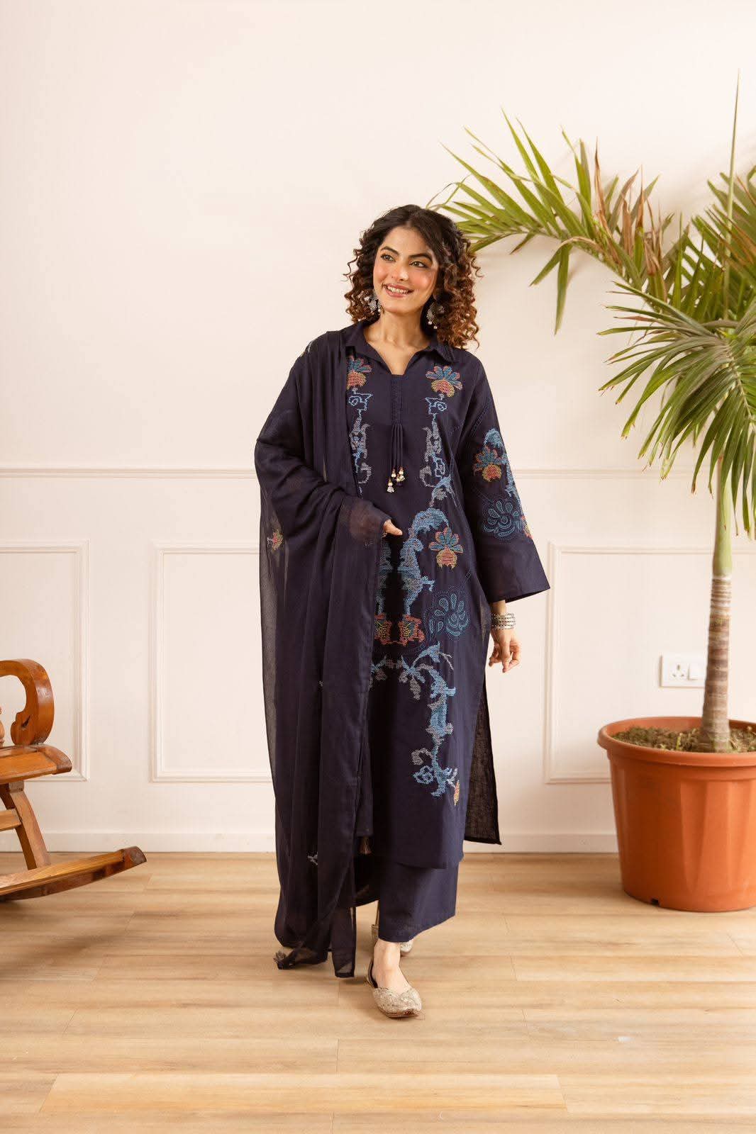 Pure cotton fully thread work three piece set (C110)