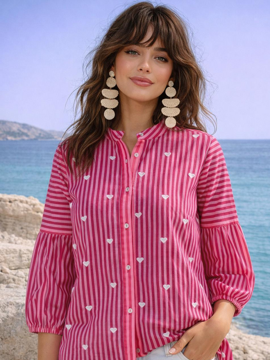 Pure cotton fully embroidered smart top (B778)