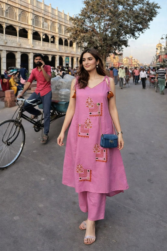 Pure cotton embroidered smart two piece cordset (B316)