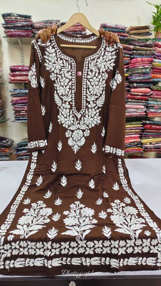 Cotton modal full chikankari only kurti (B255)