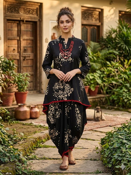 Cotton modal very smart cowl pattern one piece dress with complimentary neck piece (B815)