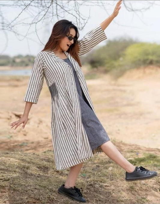 Stylish cotton linen two piece dress length 41 inch (S383) (next weekend dispatch)