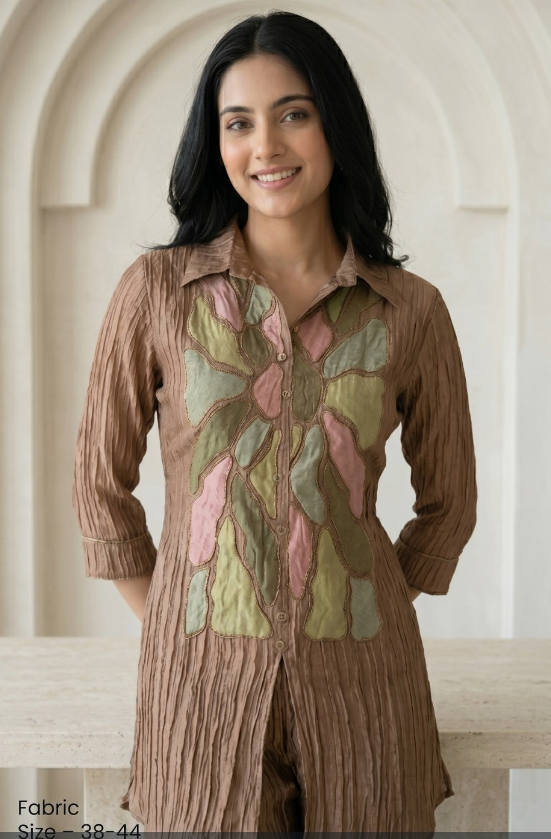 Glass crush organza with mul lining both bottom and top smart two piece cordset (B988)