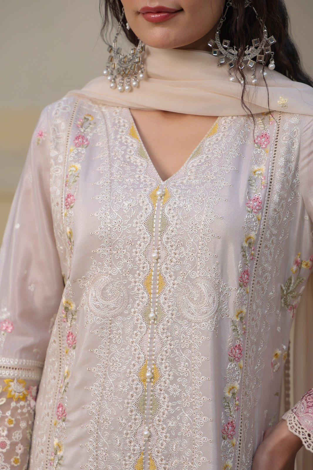 Pakistani organza suit with mul lining (P1657)