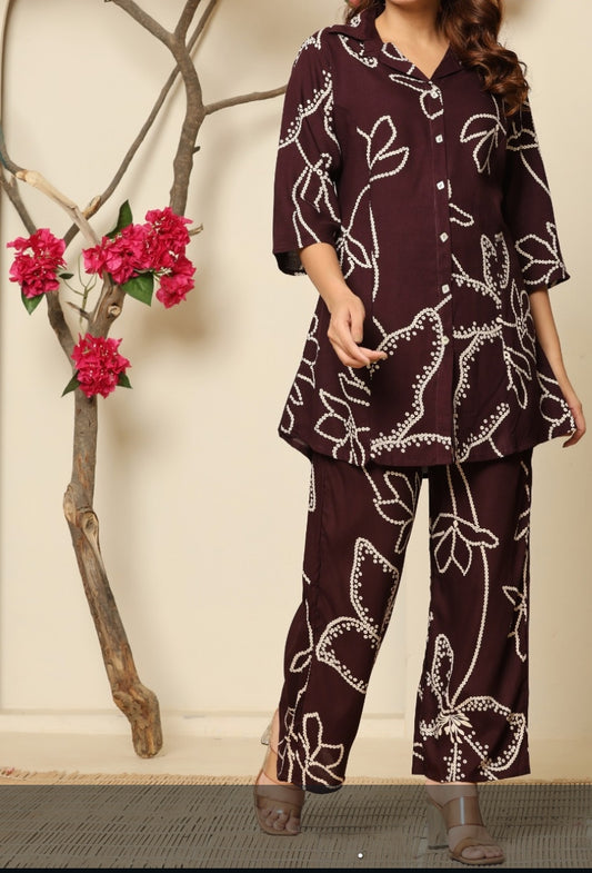 Purple cotton modal two piece cordset (A597)
