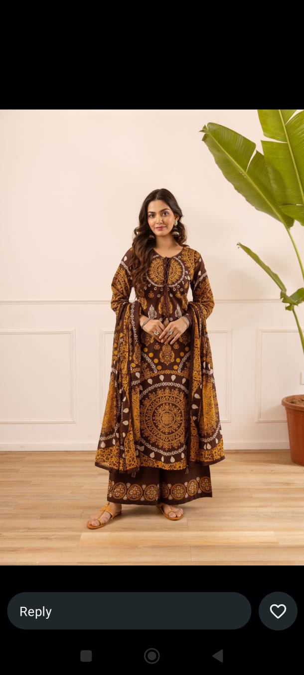 Pure cotton digital print smart three piece set (B495)