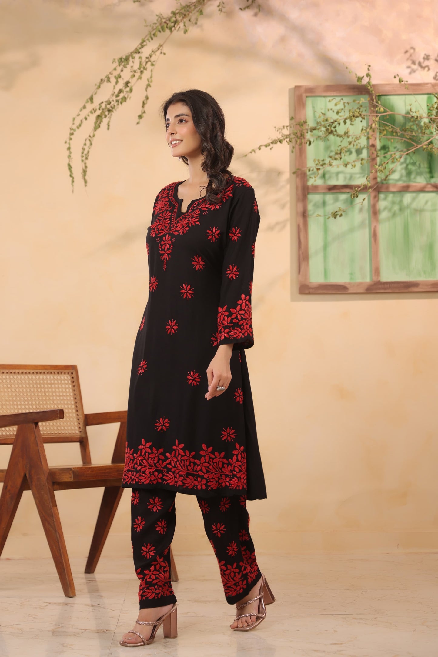 Cotton modal full chikankari two piece cordset (B201)