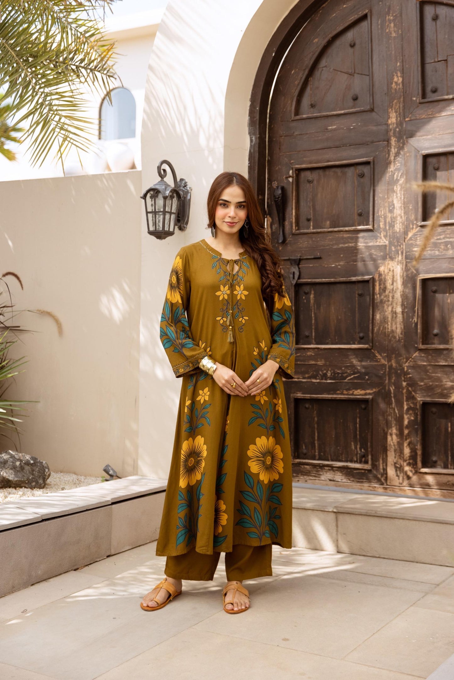 Green cotton modal smart two piece cordset (B162)