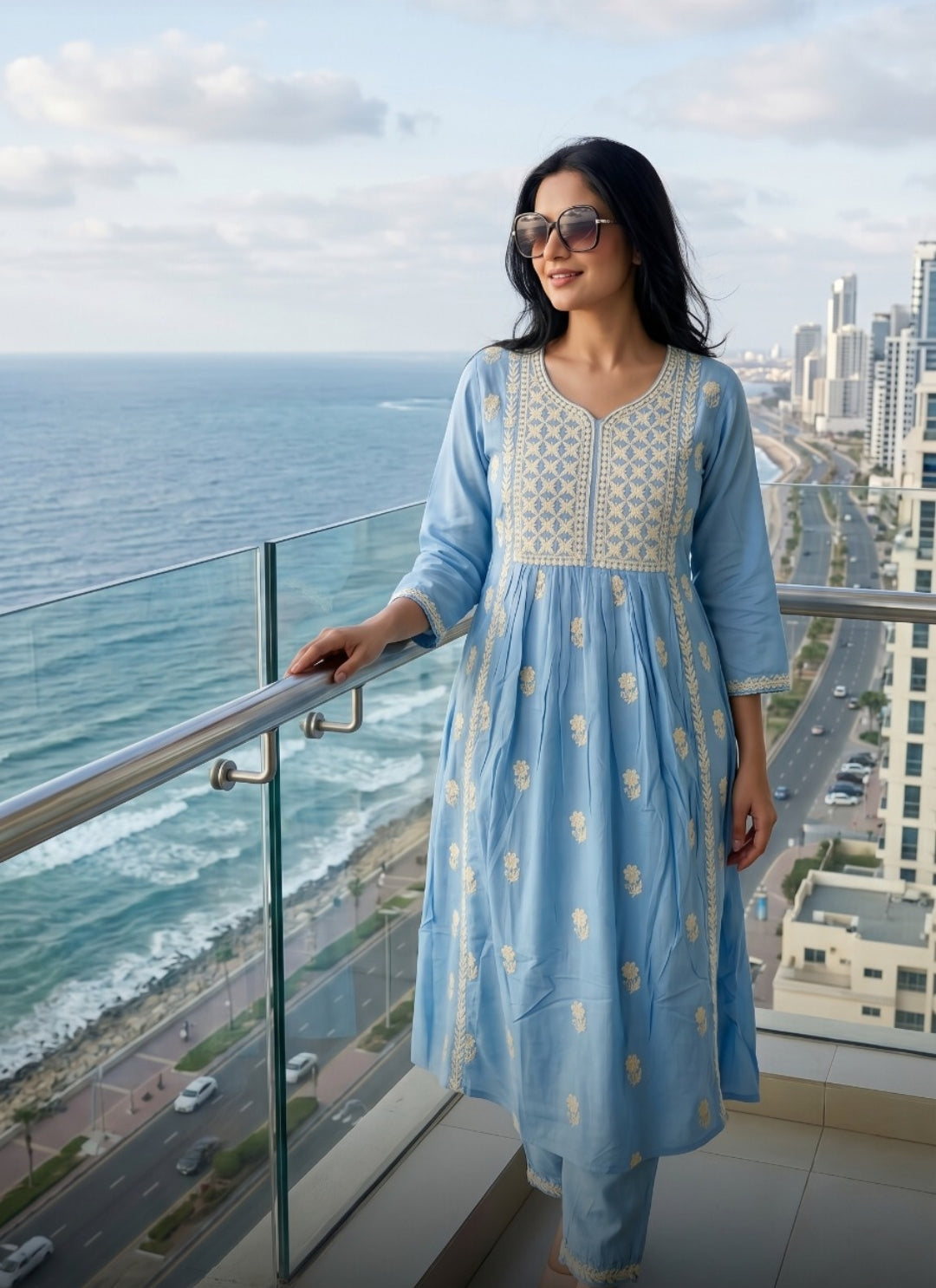Pure cotton fully chikankari two piece cordset (B539)