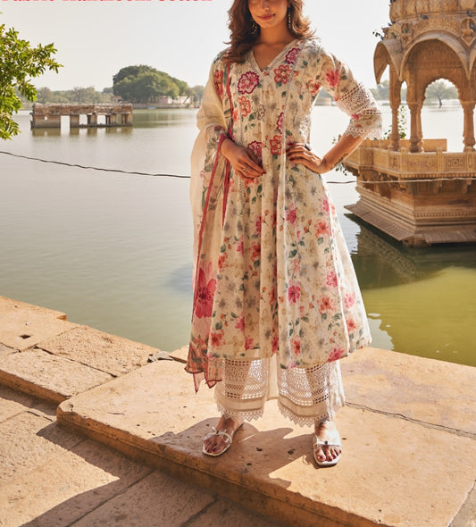 Cotton shifali with lining designer three piece set loose fit (B164)