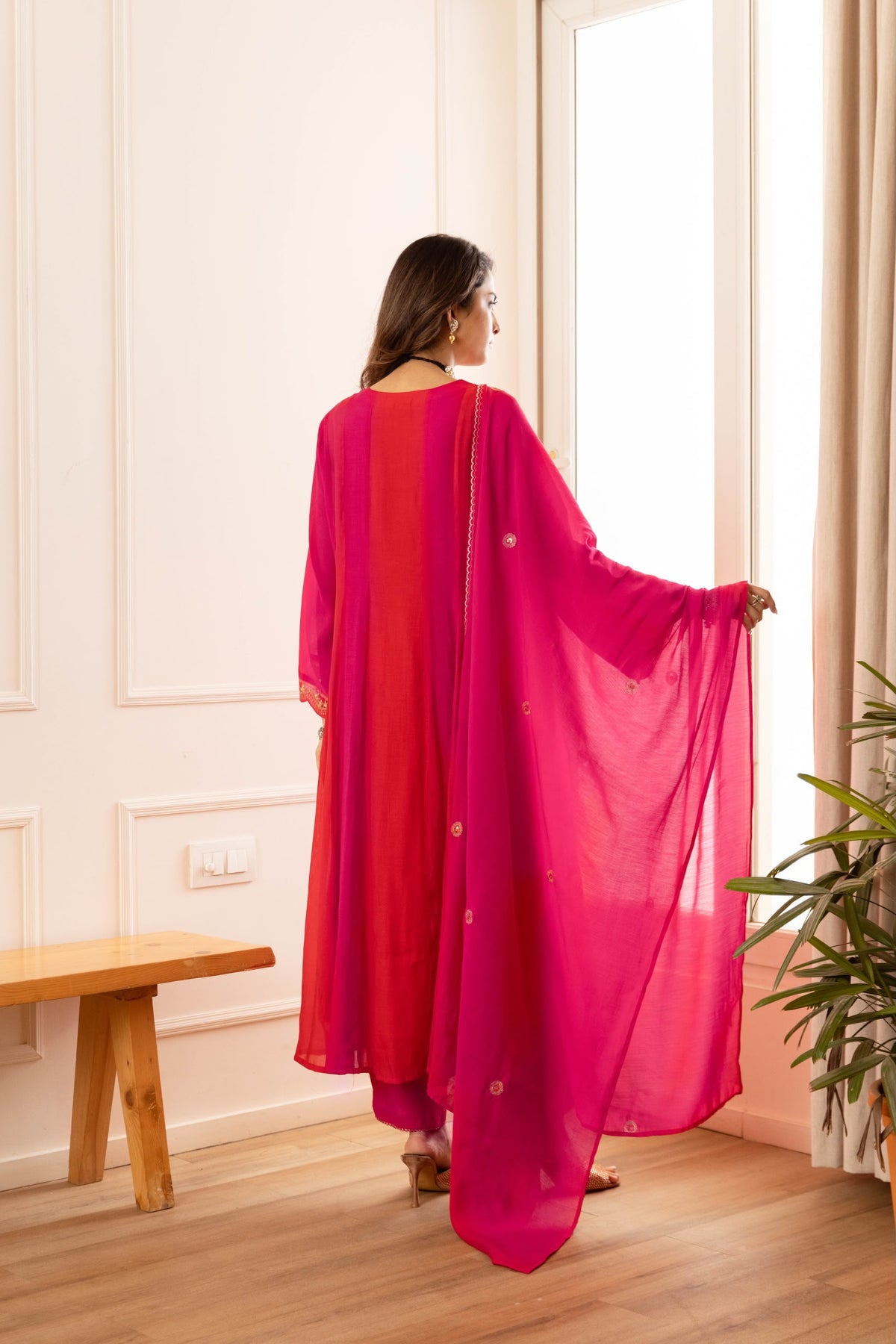 Pure muslin with lining flared anarkali three piece set (S410)