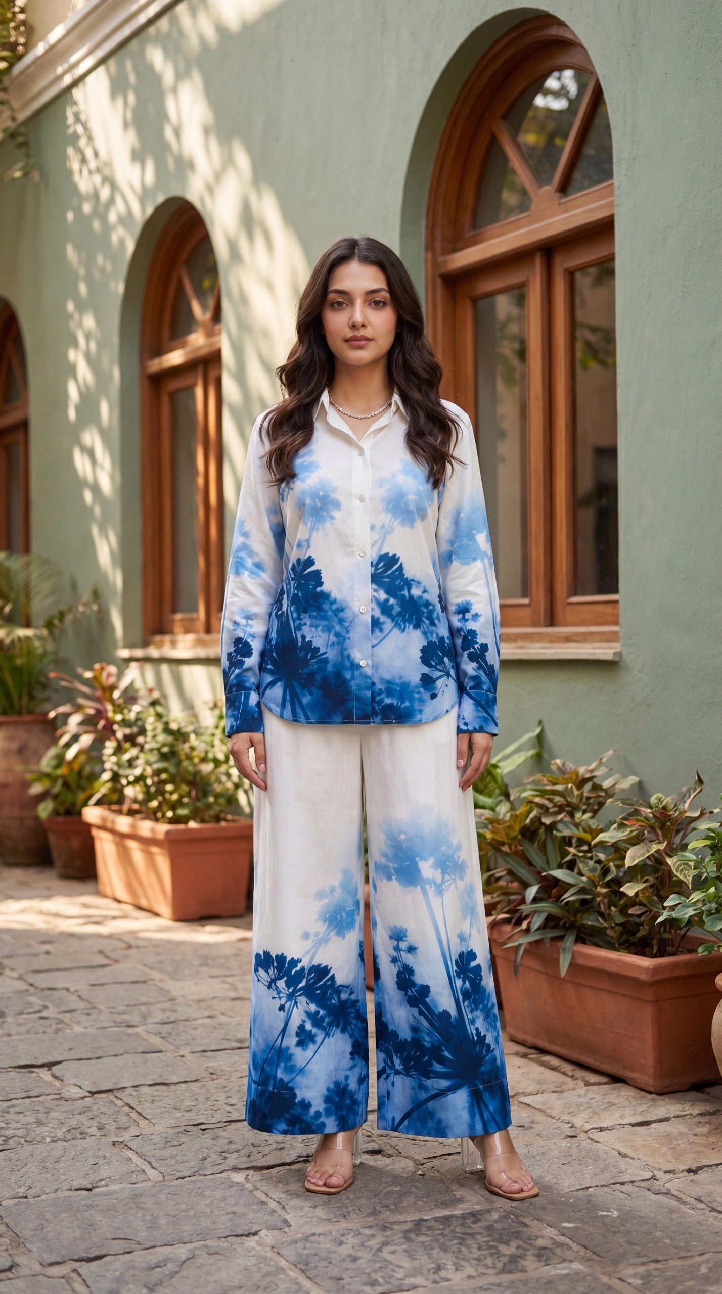 Pure muslin with lining both in top and bottom smart two piece cordset (B1013)