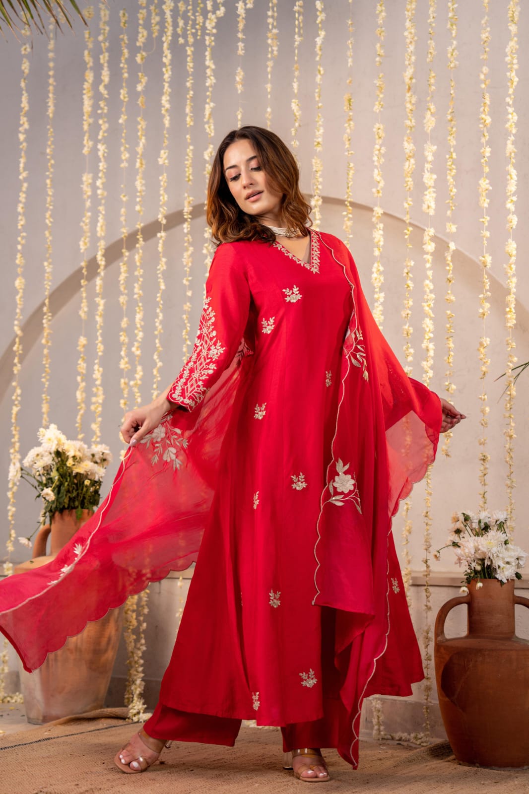 Rani pink pure santori silk three piece set (A1161)