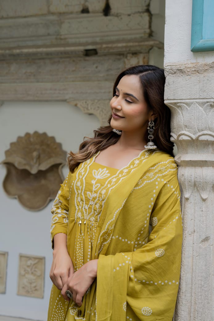 Green pure cotton three piece set (A540)