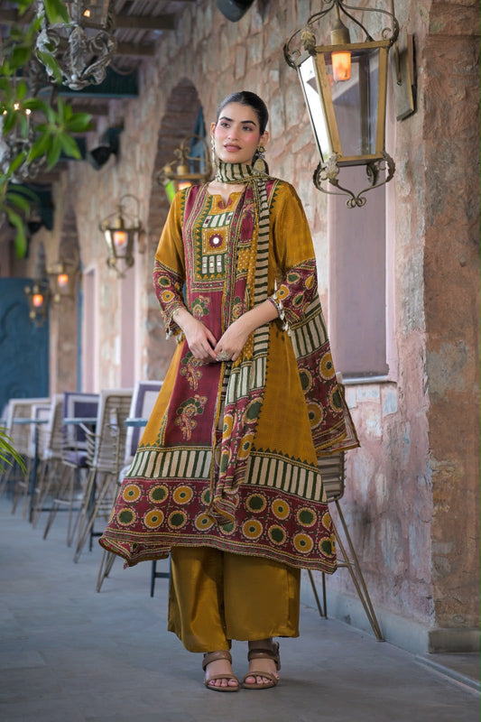 Pure crape A line pattern three piece set (C788)
