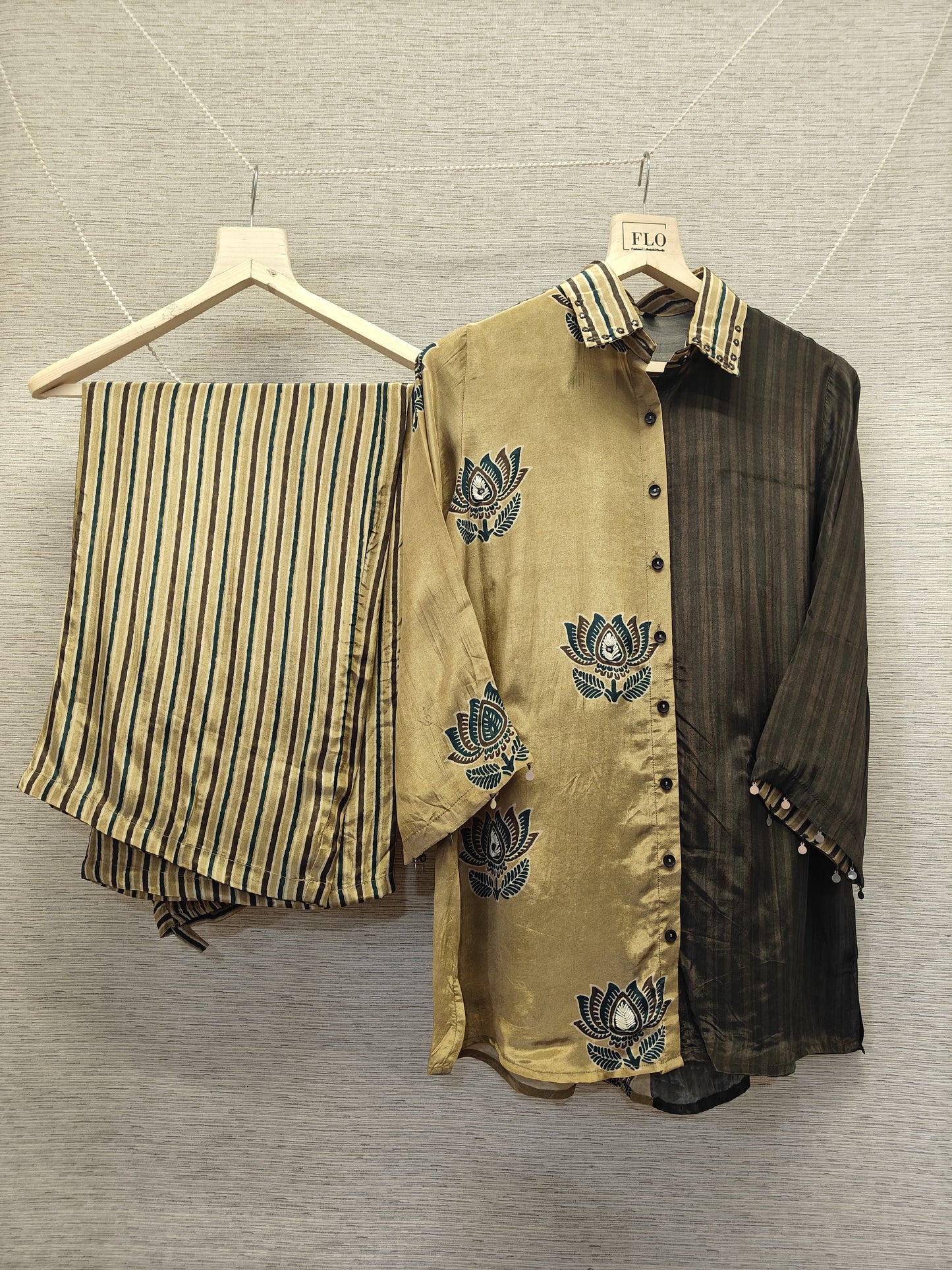 Pure crape Ajrakh print smart two piece cordset (B944)