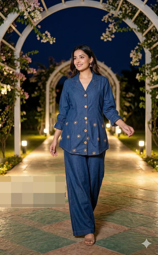 Soft denim smart two piece cordset (B420)